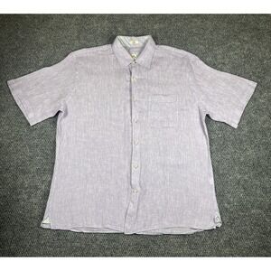 PETER MILLAR Crown Men's 100% Linen Purple Polo Button Down Shirt Size Large